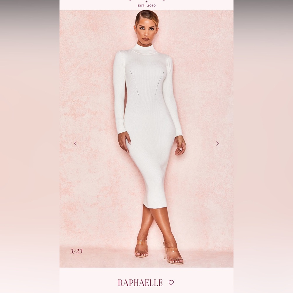 NWT RAPHAELLE WHITE RIB KNIT BACK Dress